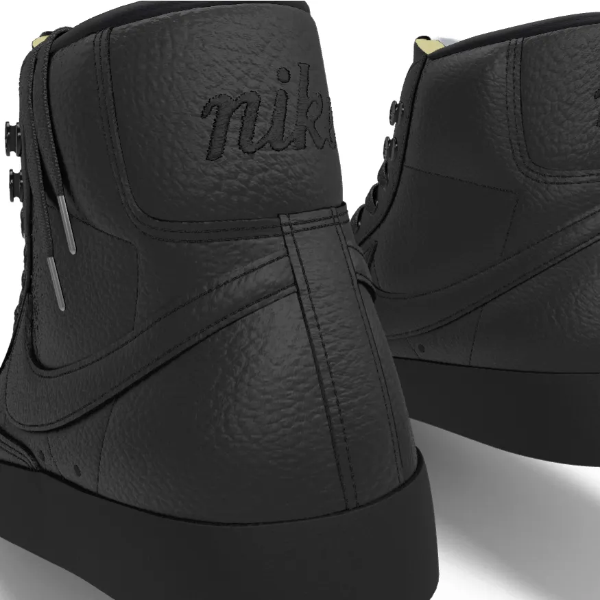 $195 NIB NEW Mens NIKE Blazer Mid 77 Custom Triple Black Premium Leather Shoes