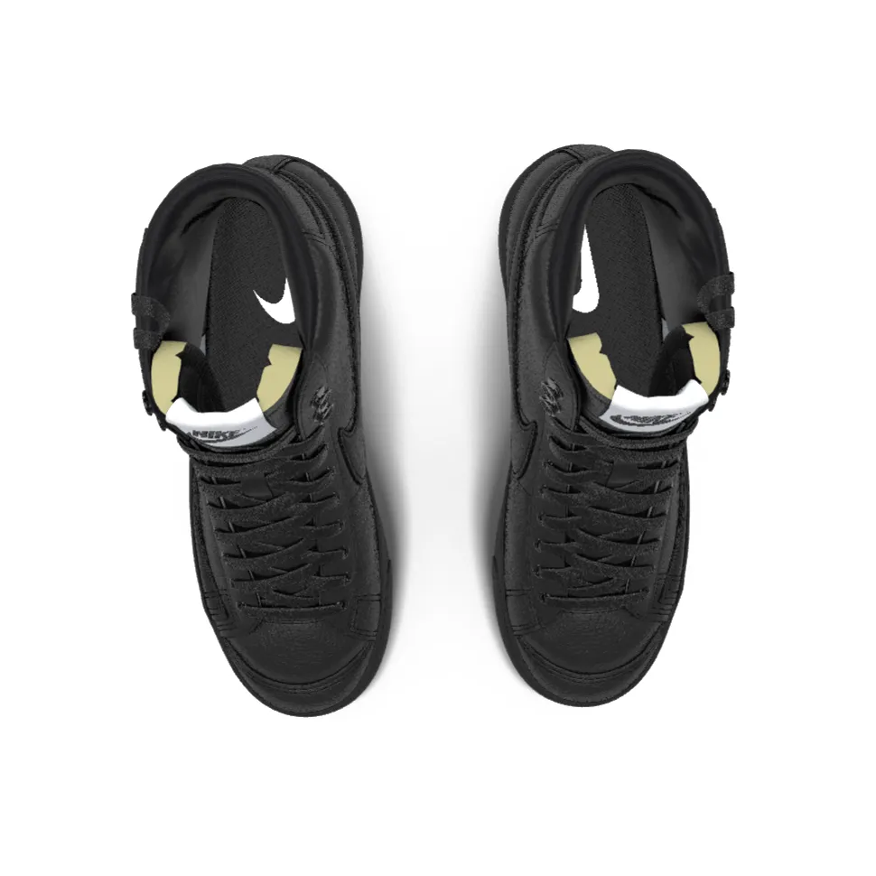 $195 NIB NEW Mens NIKE Blazer Mid 77 Custom Triple Black Premium Leather Shoes