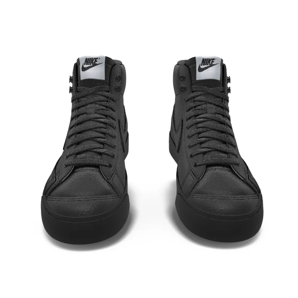 $195 NIB NEW Mens NIKE Blazer Mid 77 Custom Triple Black Premium Leather Shoes