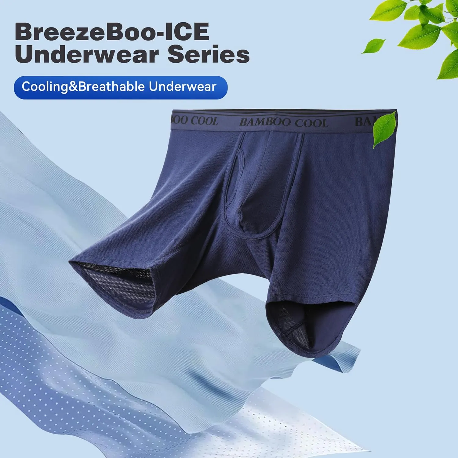 BAMBOO COOL Men's 360?? Breathable Mesh Underwear Moisture-Wicking Boxer Briefs Cooling Performance,Multipack