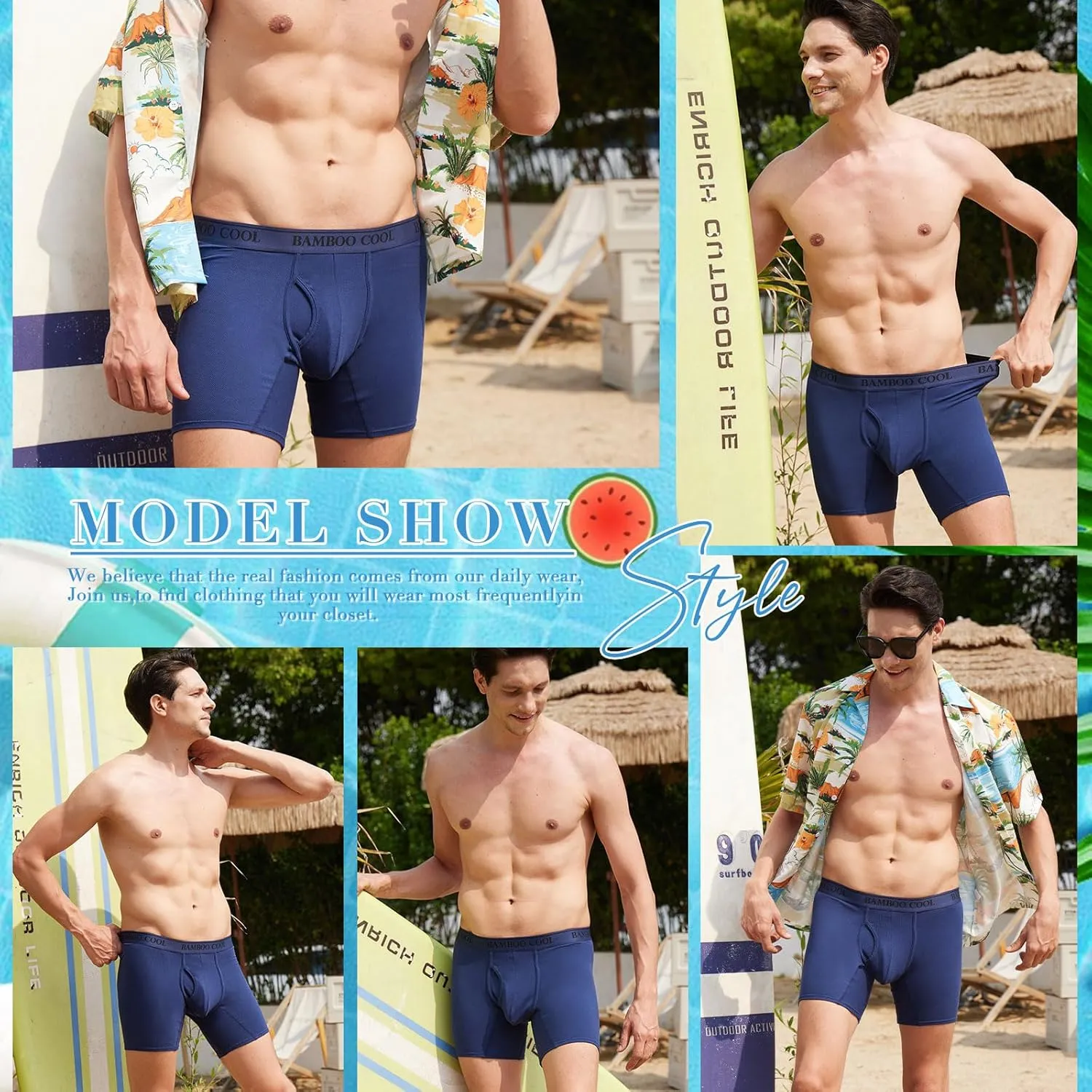 BAMBOO COOL Men's 360?? Breathable Mesh Underwear Moisture-Wicking Boxer Briefs Cooling Performance,Multipack