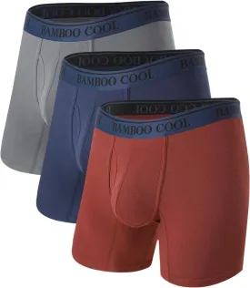 BAMBOO COOL Men's 360?? Breathable Mesh Underwear Moisture-Wicking Boxer Briefs Cooling Performance,Multipack