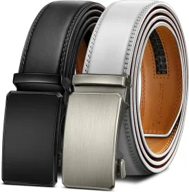 BULLIANT Men Belt 2Pack Ratchet Belt Adjustable For Gift Men Dress Jeans Casual Pants 1 3/8-Cut For Fit