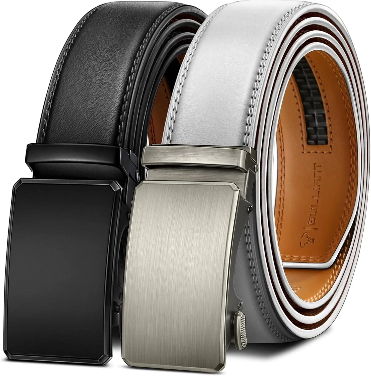BULLIANT Men Belt 2Pack Ratchet Belt Adjustable For Gift Men Dress Jeans Casual Pants 1 3/8-Cut For Fit