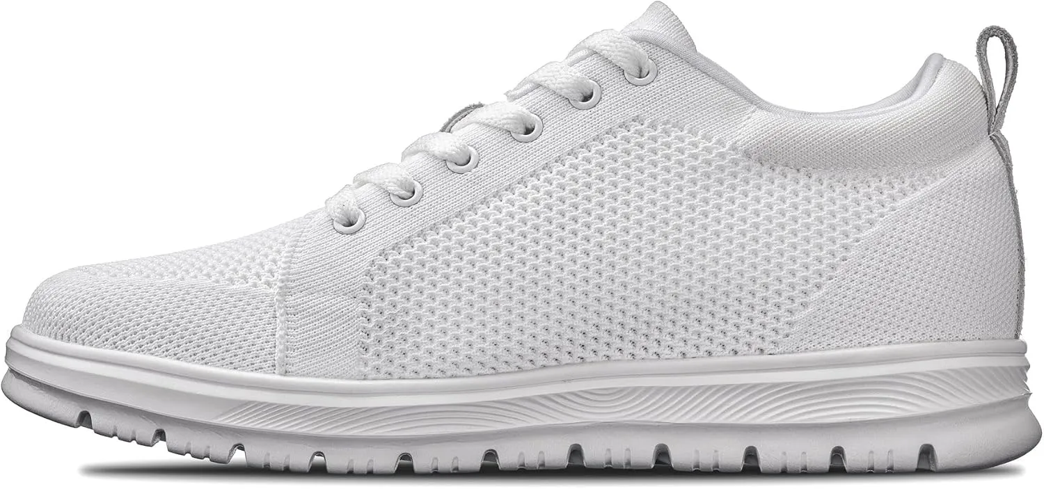 CALTO Men's Invisible Height Increasing Elevator Casual Shoes - White/White Sole Light-Weight Lace-up Knitted Casual Sporty Sneakers - 2.4 Inches Taller - X2321 - Size 10 D(M) US