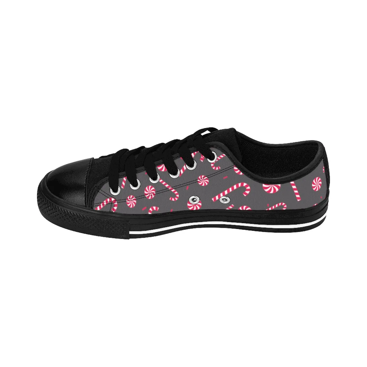 Christmas Candy Cane Men's Sneakers, Candy Cane Low Top Tennis Fashion Shoes For Men