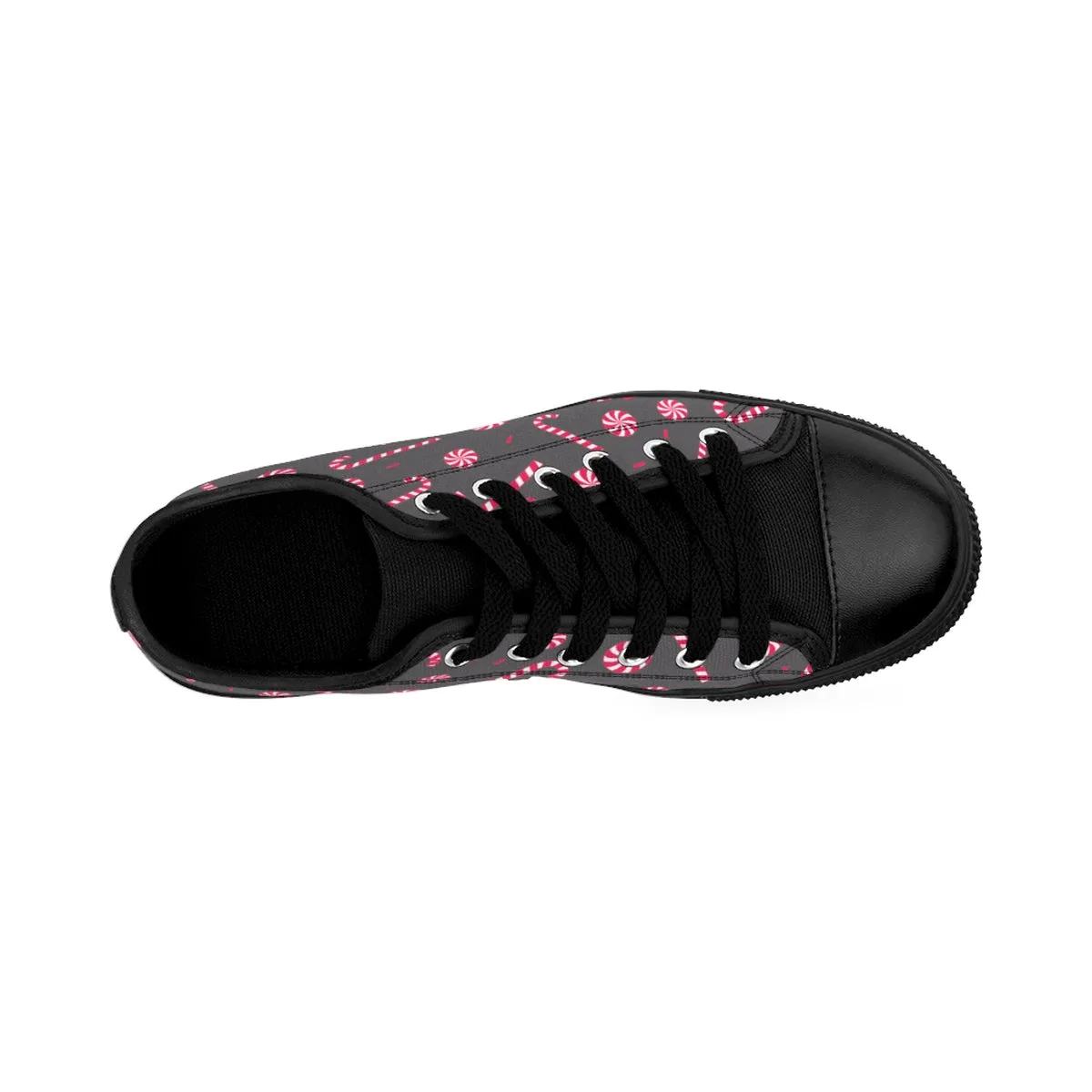 Christmas Candy Cane Men's Sneakers, Candy Cane Low Top Tennis Fashion Shoes For Men