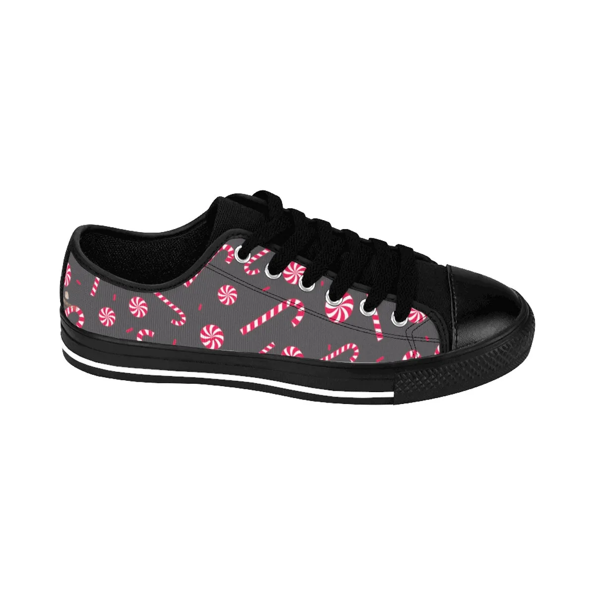 Christmas Candy Cane Men's Sneakers, Candy Cane Low Top Tennis Fashion Shoes For Men