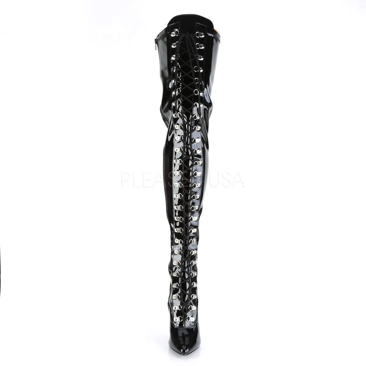 D-Ring Lace-Up Thigh High Boots 5-inch Heels 4-colors SEDUCE-3024