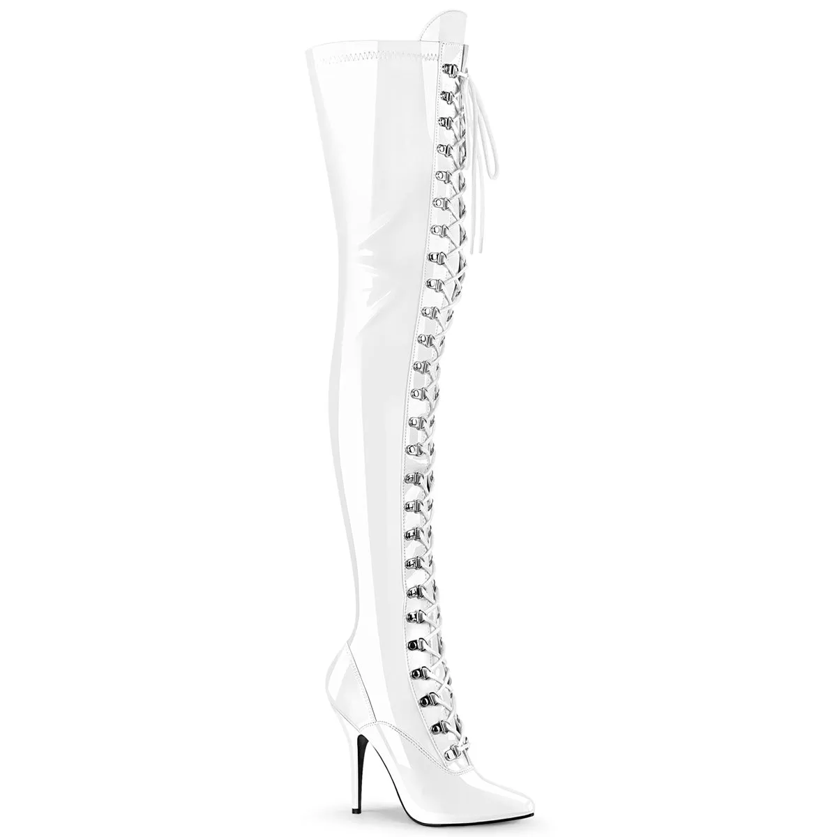 D-Ring Lace-Up Thigh High Boots 5-inch Heels 4-colors SEDUCE-3024