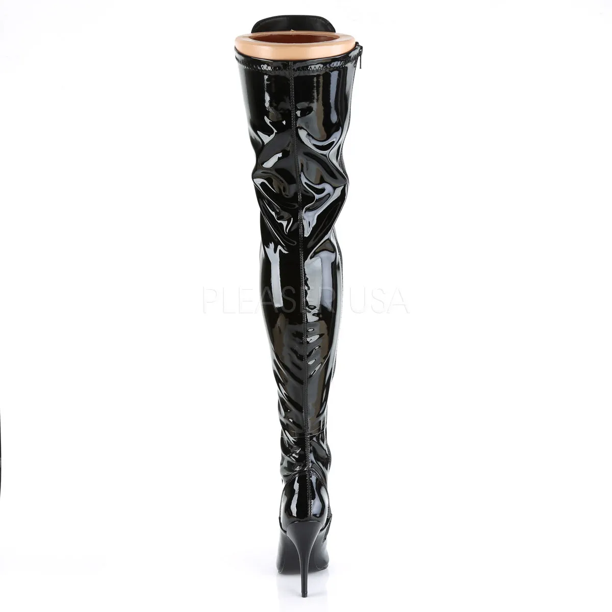 D-Ring Lace-Up Thigh High Boots 5-inch Heels 4-colors SEDUCE-3024