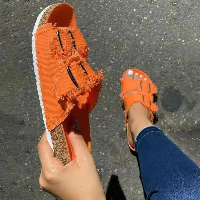 Flat slippers belt buckle flat sandals HPSD222