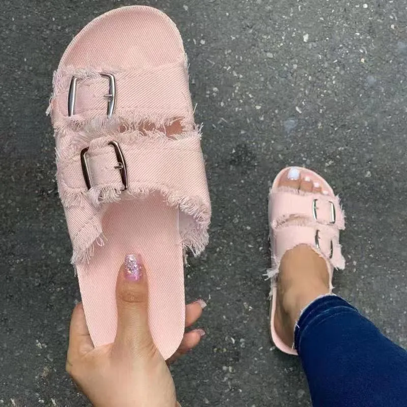 Flat slippers belt buckle flat sandals HPSD222