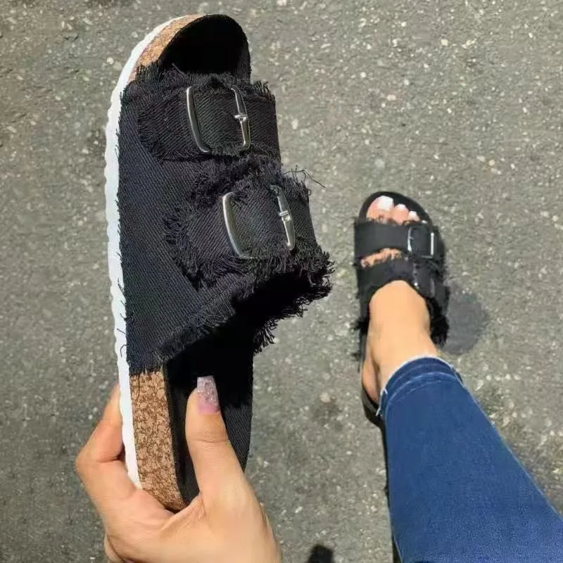 Flat slippers belt buckle flat sandals HPSD222