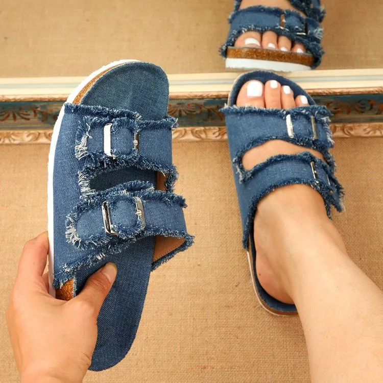 Flat slippers belt buckle flat sandals HPSD222