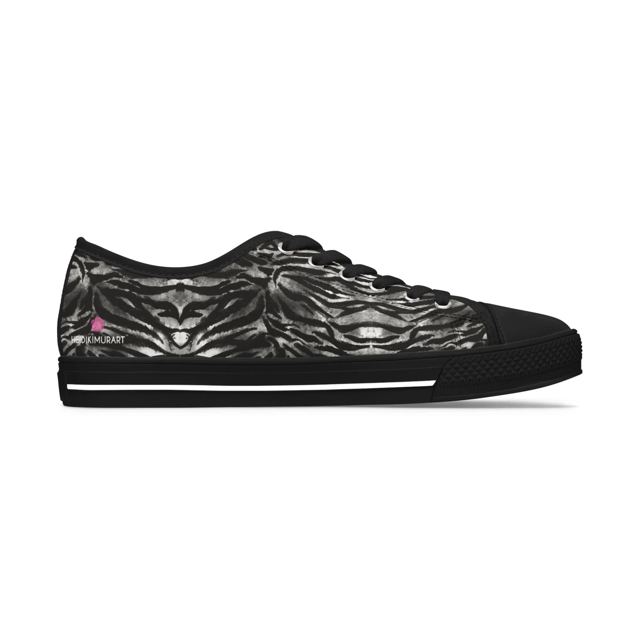Grey Tiger Striped Women's Sneakers, Animal Print Women's Sneakers, Best Low Top Sneakers (US Size: 5.5-12)