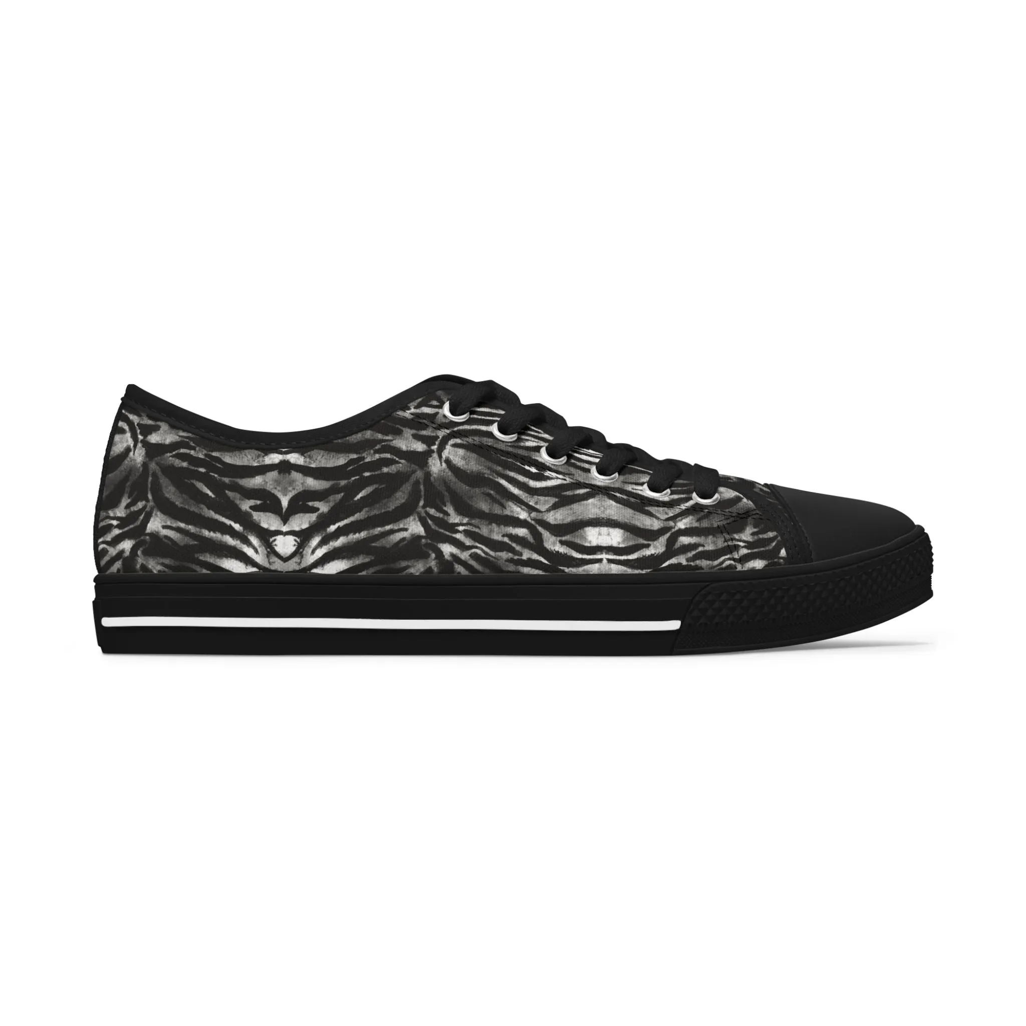 Grey Tiger Striped Women's Sneakers, Animal Print Women's Sneakers, Best Low Top Sneakers (US Size: 5.5-12)