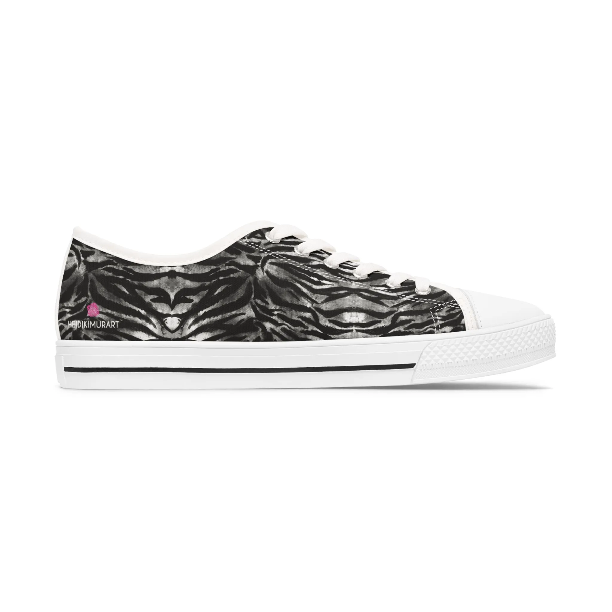 Grey Tiger Striped Women's Sneakers, Animal Print Women's Sneakers, Best Low Top Sneakers (US Size: 5.5-12)