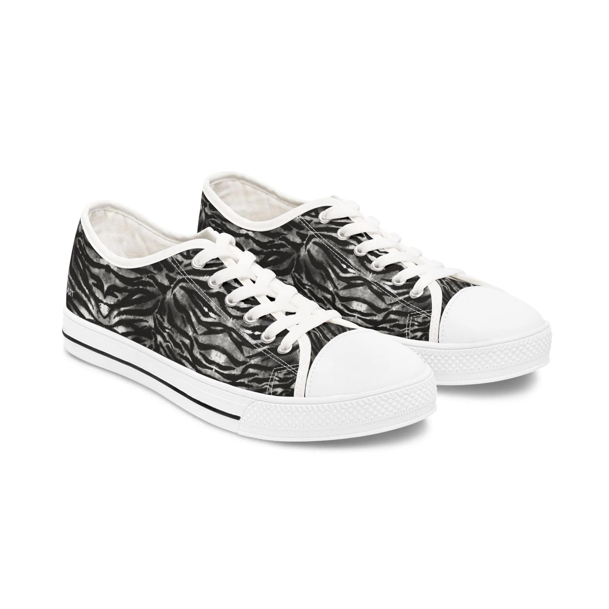 Grey Tiger Striped Women's Sneakers, Animal Print Women's Sneakers, Best Low Top Sneakers (US Size: 5.5-12)