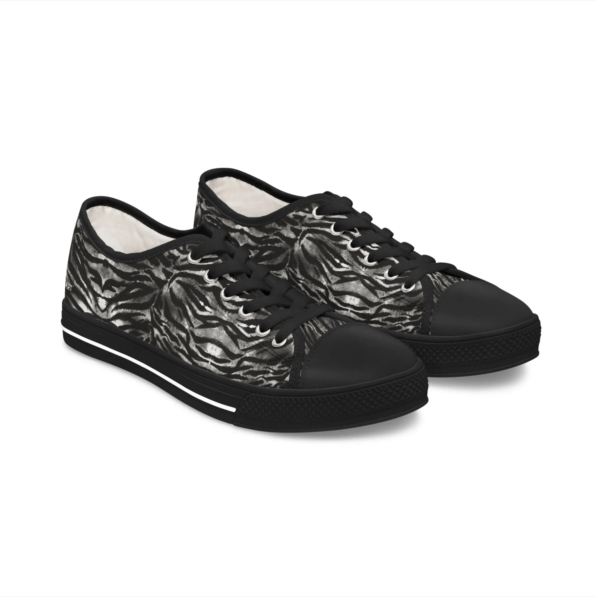 Grey Tiger Striped Women's Sneakers, Animal Print Women's Sneakers, Best Low Top Sneakers (US Size: 5.5-12)