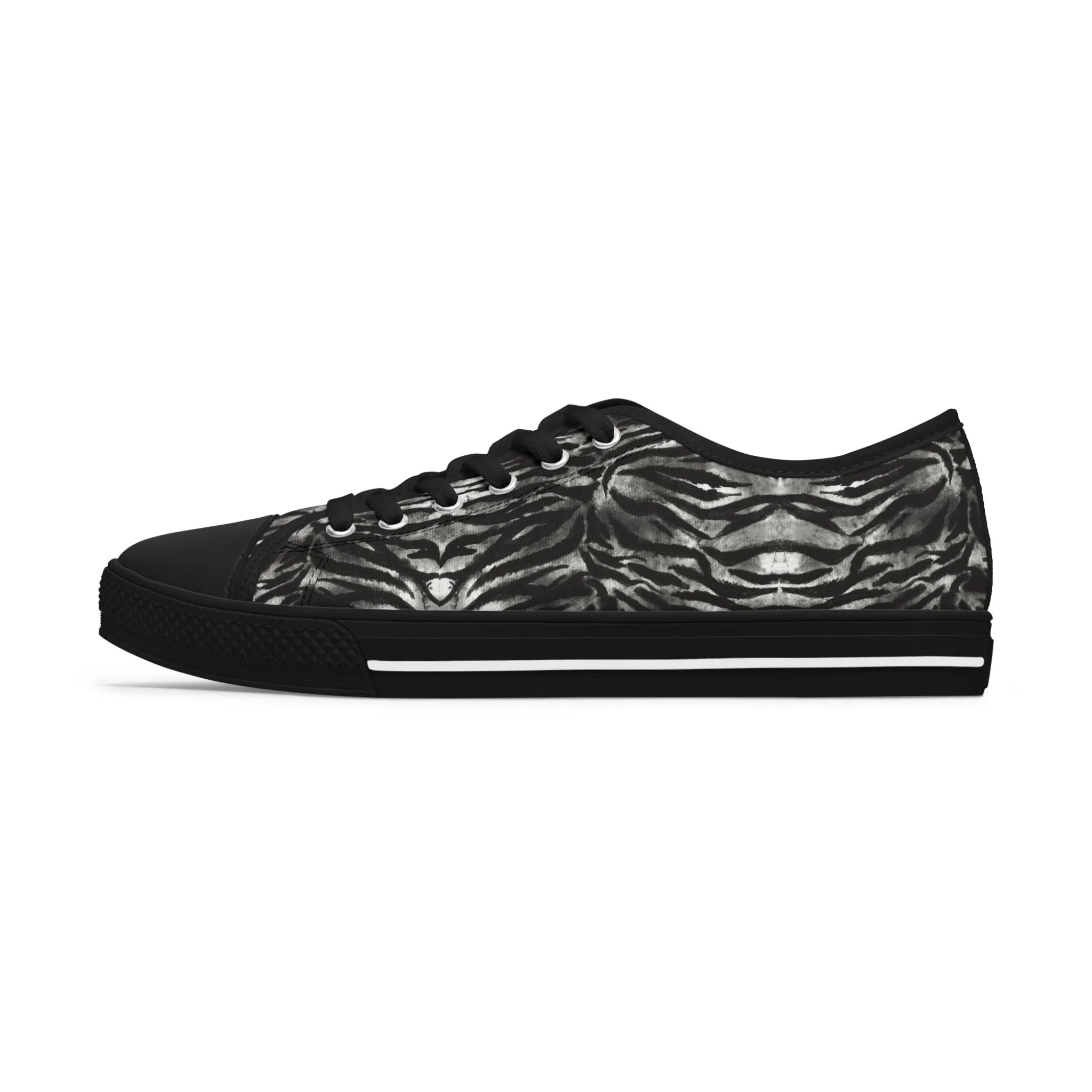 Grey Tiger Striped Women's Sneakers, Animal Print Women's Sneakers, Best Low Top Sneakers (US Size: 5.5-12)