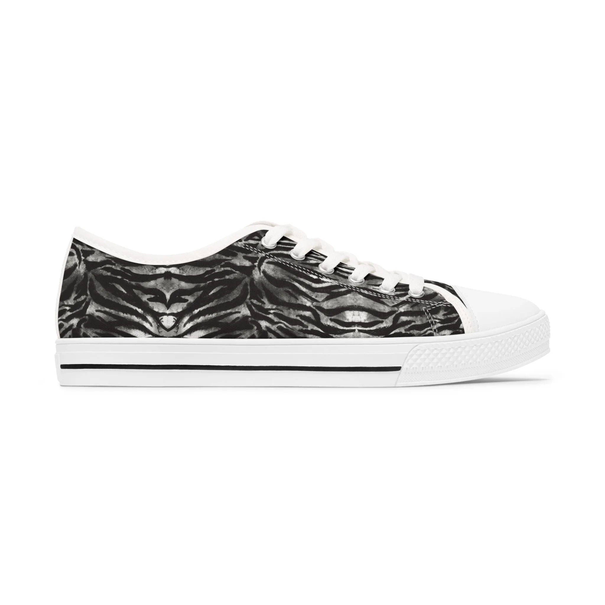 Grey Tiger Striped Women's Sneakers, Animal Print Women's Sneakers, Best Low Top Sneakers (US Size: 5.5-12)