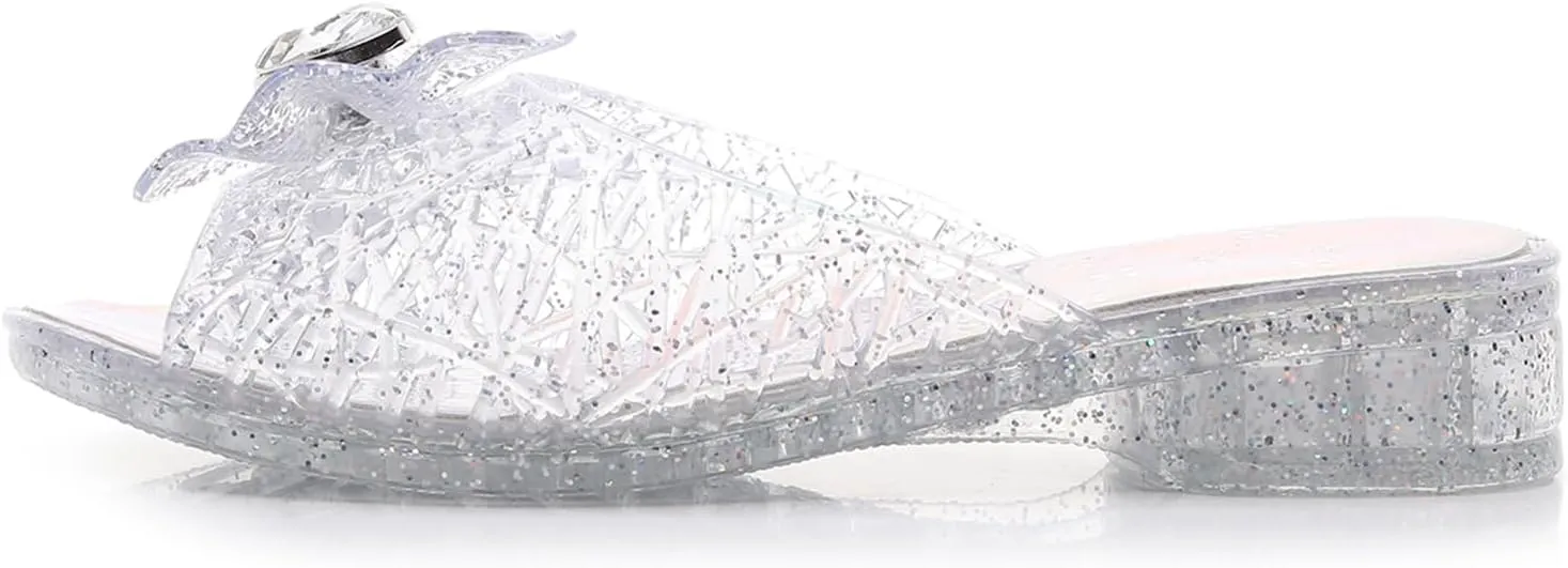 Jelly Sandals for Girls Dress Slide Princess Frozen Inspired Elsa Flats Dance Party Cosplay Snow Queen Birthday Clear Slippers Summer Little Girls, Toddler Slip On