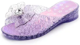 Jelly Sandals for Girls Dress Slide Princess Frozen Inspired Elsa Flats Dance Party Cosplay Snow Queen Birthday Clear Slippers Summer Little Girls, Toddler Slip On