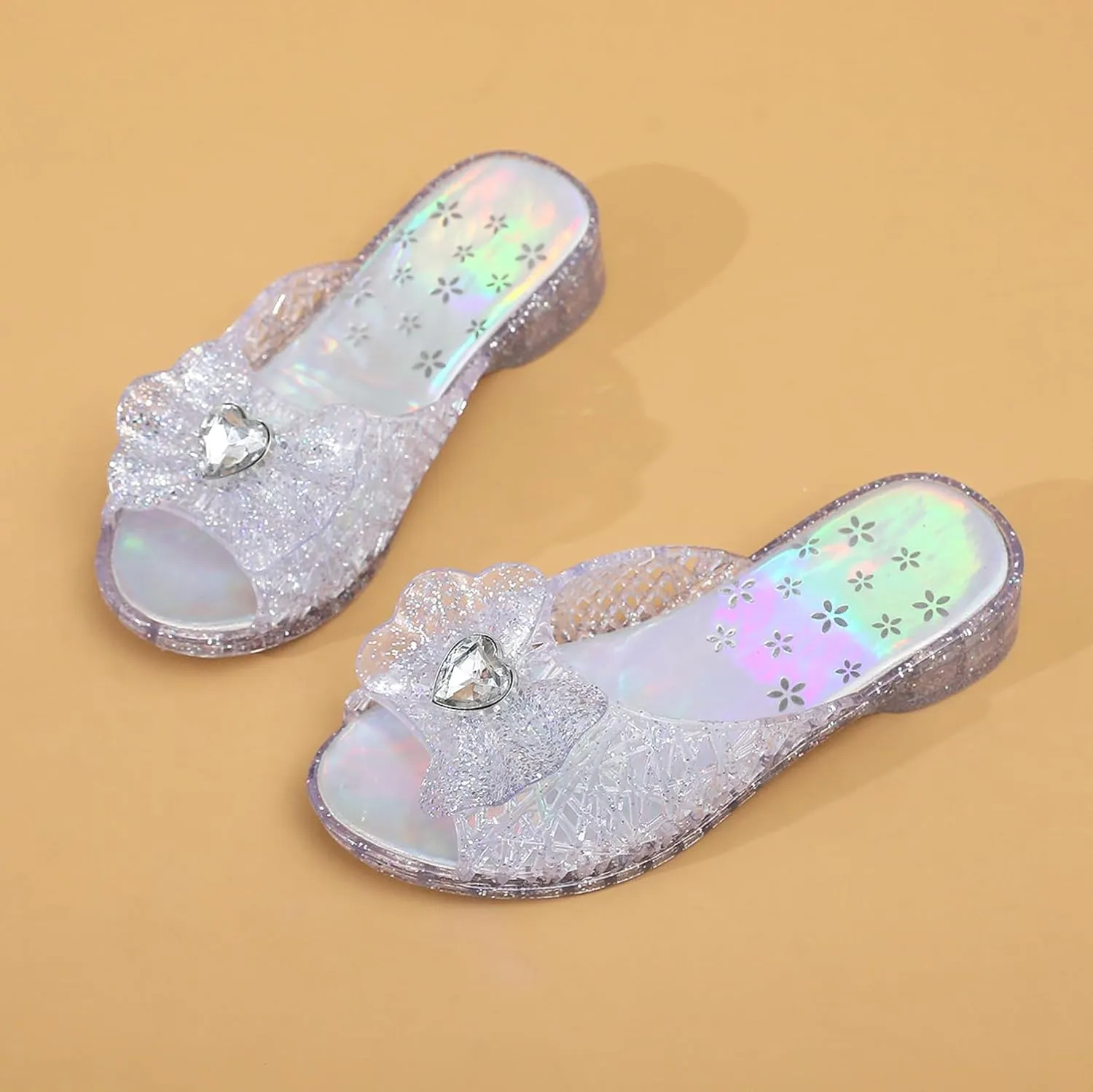 Jelly Sandals for Girls Dress Slide Princess Frozen Inspired Elsa Flats Dance Party Cosplay Snow Queen Birthday Clear Slippers Summer Little Girls, Toddler Slip On