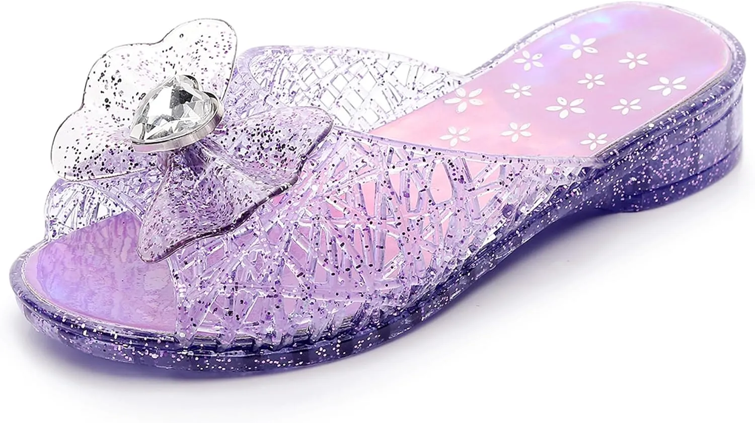 Jelly Sandals for Girls Dress Slide Princess Frozen Inspired Elsa Flats Dance Party Cosplay Snow Queen Birthday Clear Slippers Summer Little Girls, Toddler Slip On