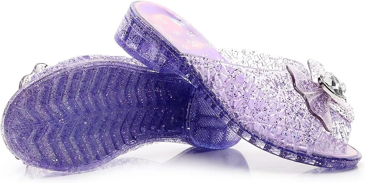 Jelly Sandals for Girls Dress Slide Princess Frozen Inspired Elsa Flats Dance Party Cosplay Snow Queen Birthday Clear Slippers Summer Little Girls, Toddler Slip On