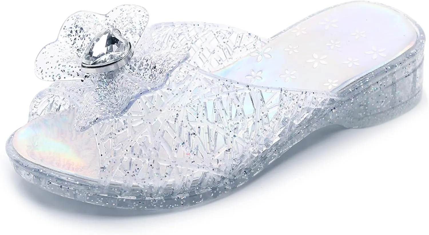 Jelly Sandals for Girls Dress Slide Princess Frozen Inspired Elsa Flats Dance Party Cosplay Snow Queen Birthday Clear Slippers Summer Little Girls, Toddler Slip On