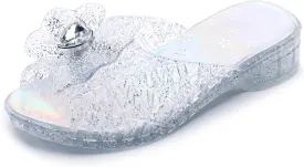Jelly Sandals for Girls Dress Slide Princess Frozen Inspired Elsa Flats Dance Party Cosplay Snow Queen Birthday Clear Slippers Summer Little Girls, Toddler Slip On