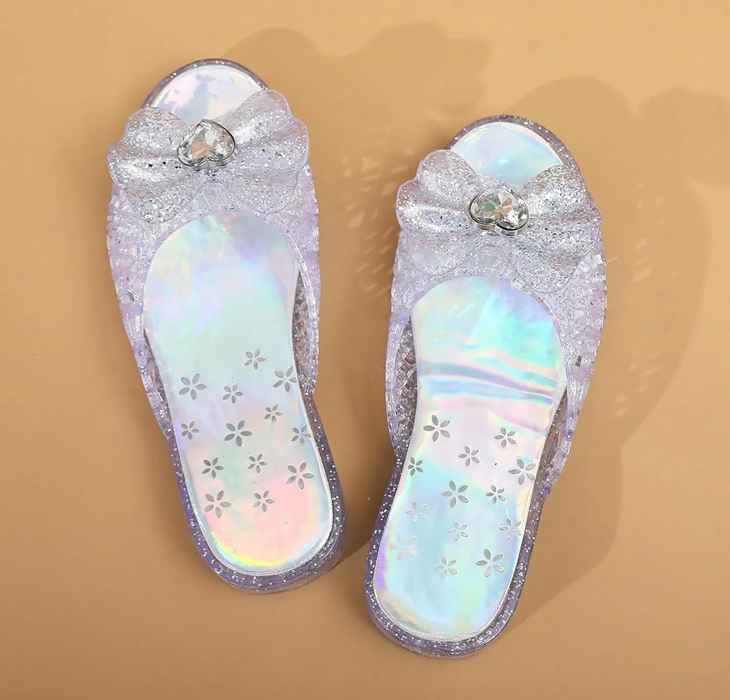Jelly Sandals for Girls Dress Slide Princess Frozen Inspired Elsa Flats Dance Party Cosplay Snow Queen Birthday Clear Slippers Summer Little Girls, Toddler Slip On