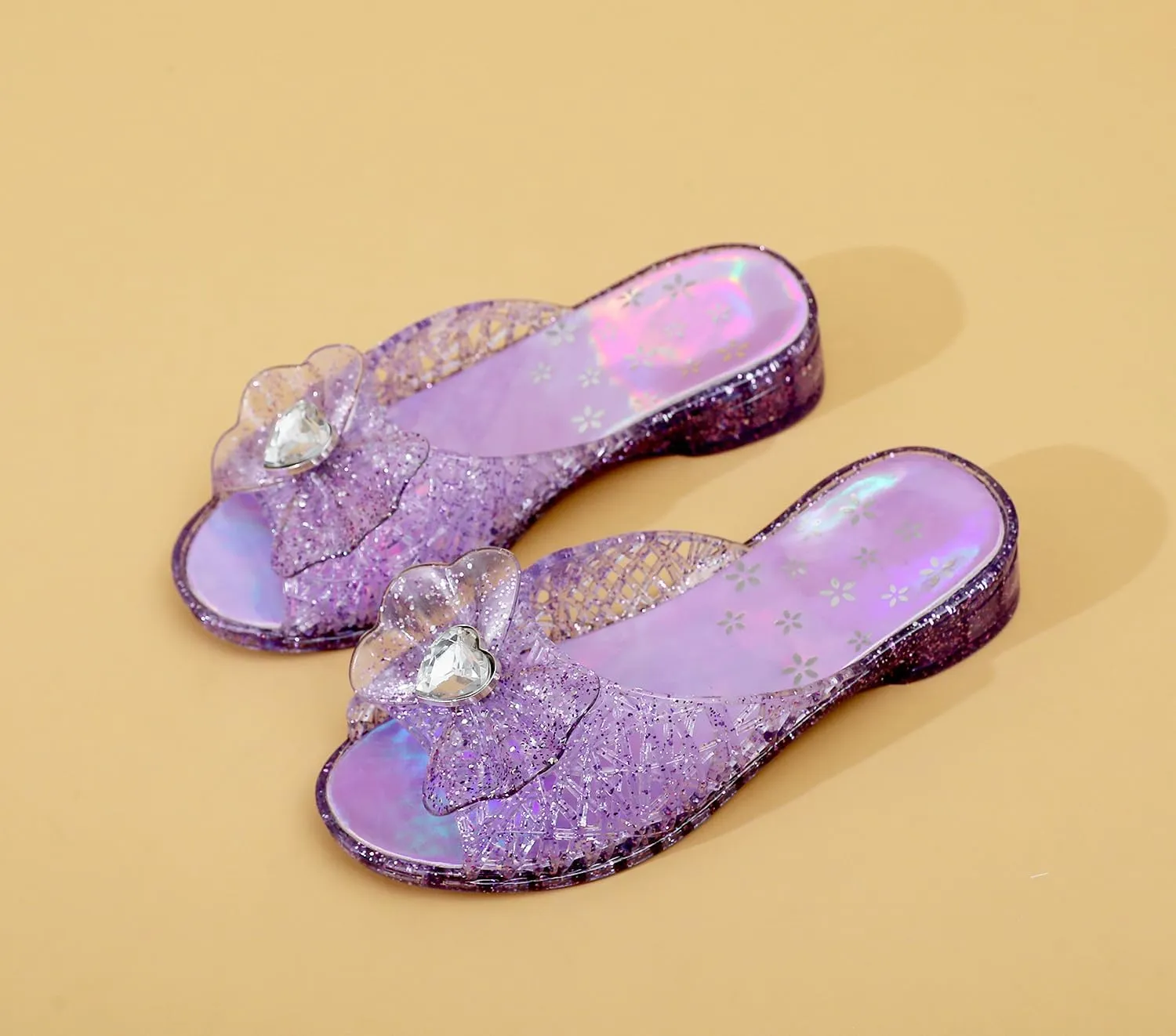 Jelly Sandals for Girls Dress Slide Princess Frozen Inspired Elsa Flats Dance Party Cosplay Snow Queen Birthday Clear Slippers Summer Little Girls, Toddler Slip On