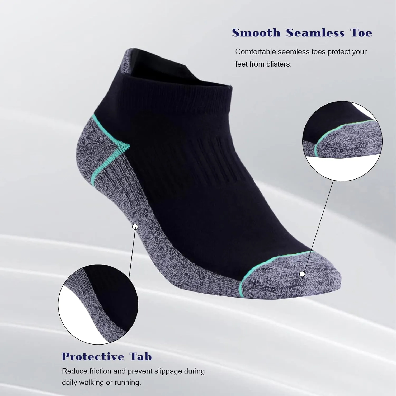 Kodal Copper Ankle Athletic Running Socks Moisture Wicking Odor Control for Sweaty Feet