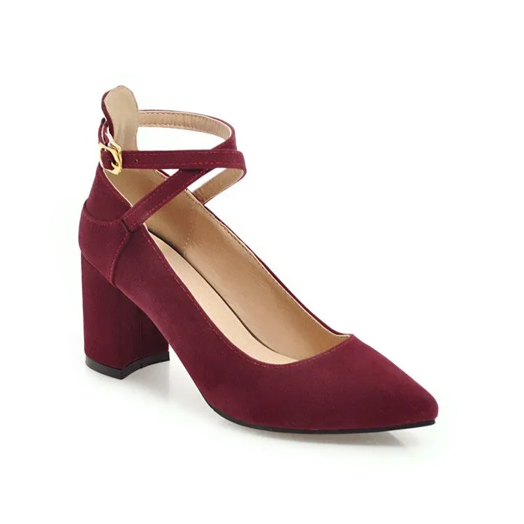 Ladies's Women's Chunky Pumps High Heels Buckle