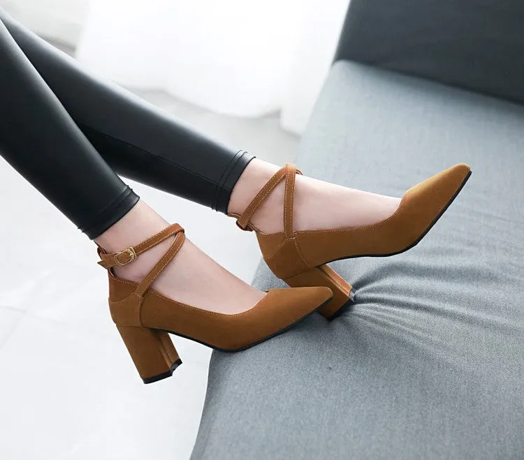 Ladies's Women's Chunky Pumps High Heels Buckle