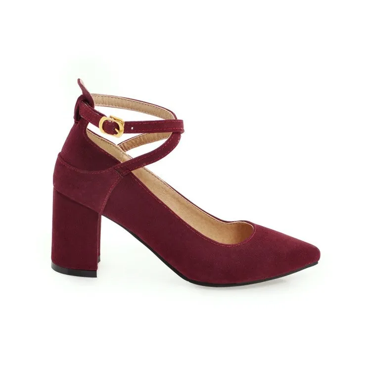 Ladies's Women's Chunky Pumps High Heels Buckle