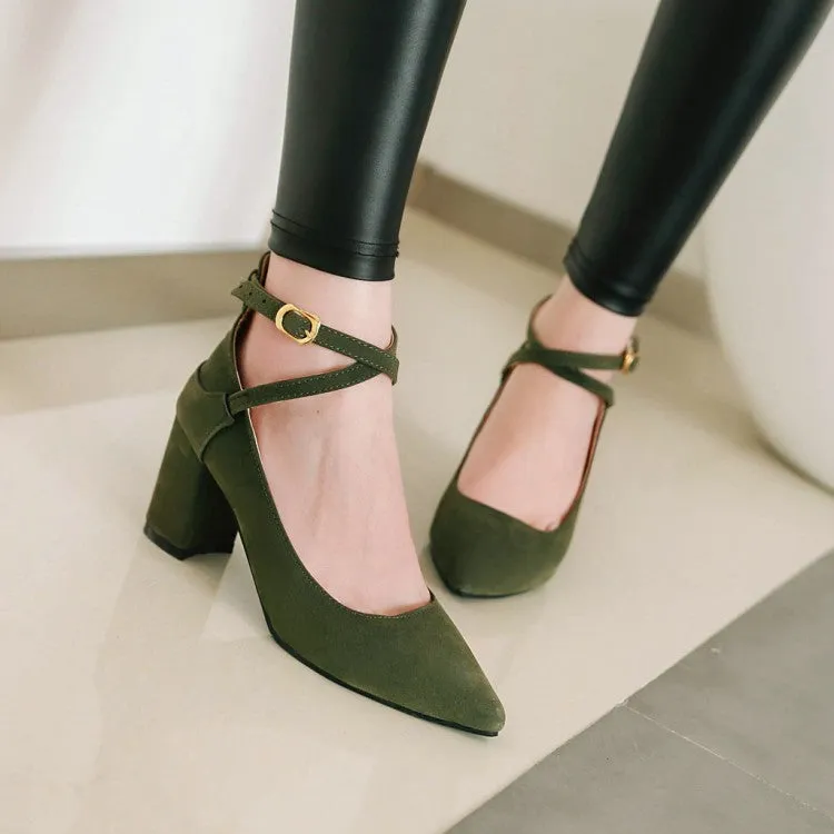 Ladies's Women's Chunky Pumps High Heels Buckle