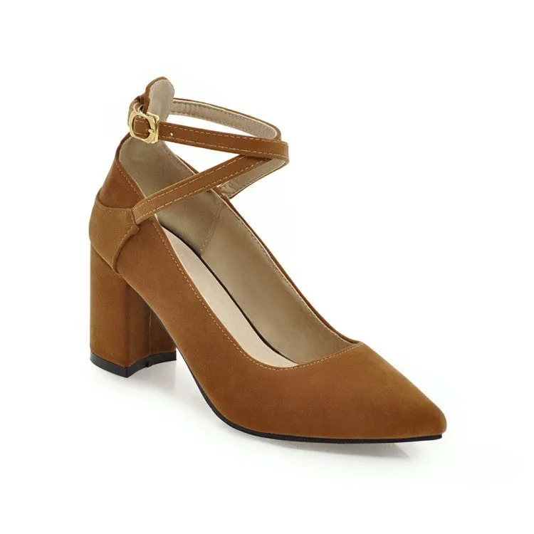 Ladies's Women's Chunky Pumps High Heels Buckle
