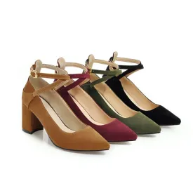 Ladies's Women's Chunky Pumps High Heels Buckle