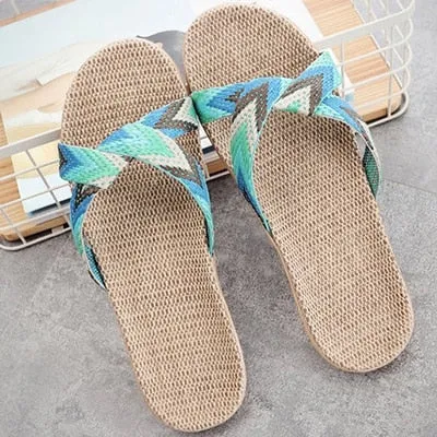 LCIZRONG Summer 13 Colors Flax Home Slippers Women