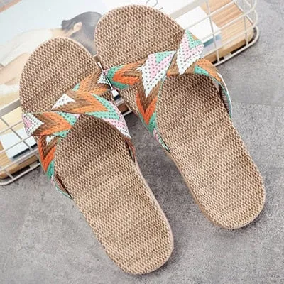 LCIZRONG Summer 13 Colors Flax Home Slippers Women