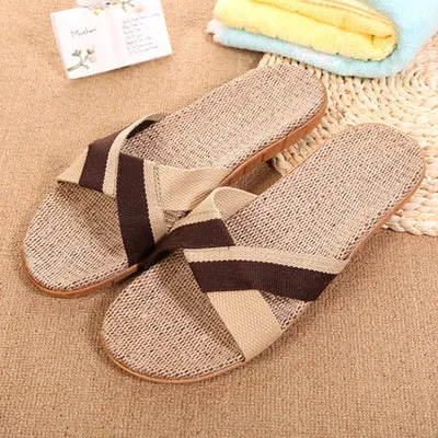 LCIZRONG Summer 13 Colors Flax Home Slippers Women