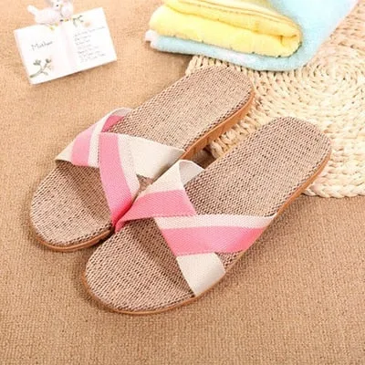 LCIZRONG Summer 13 Colors Flax Home Slippers Women