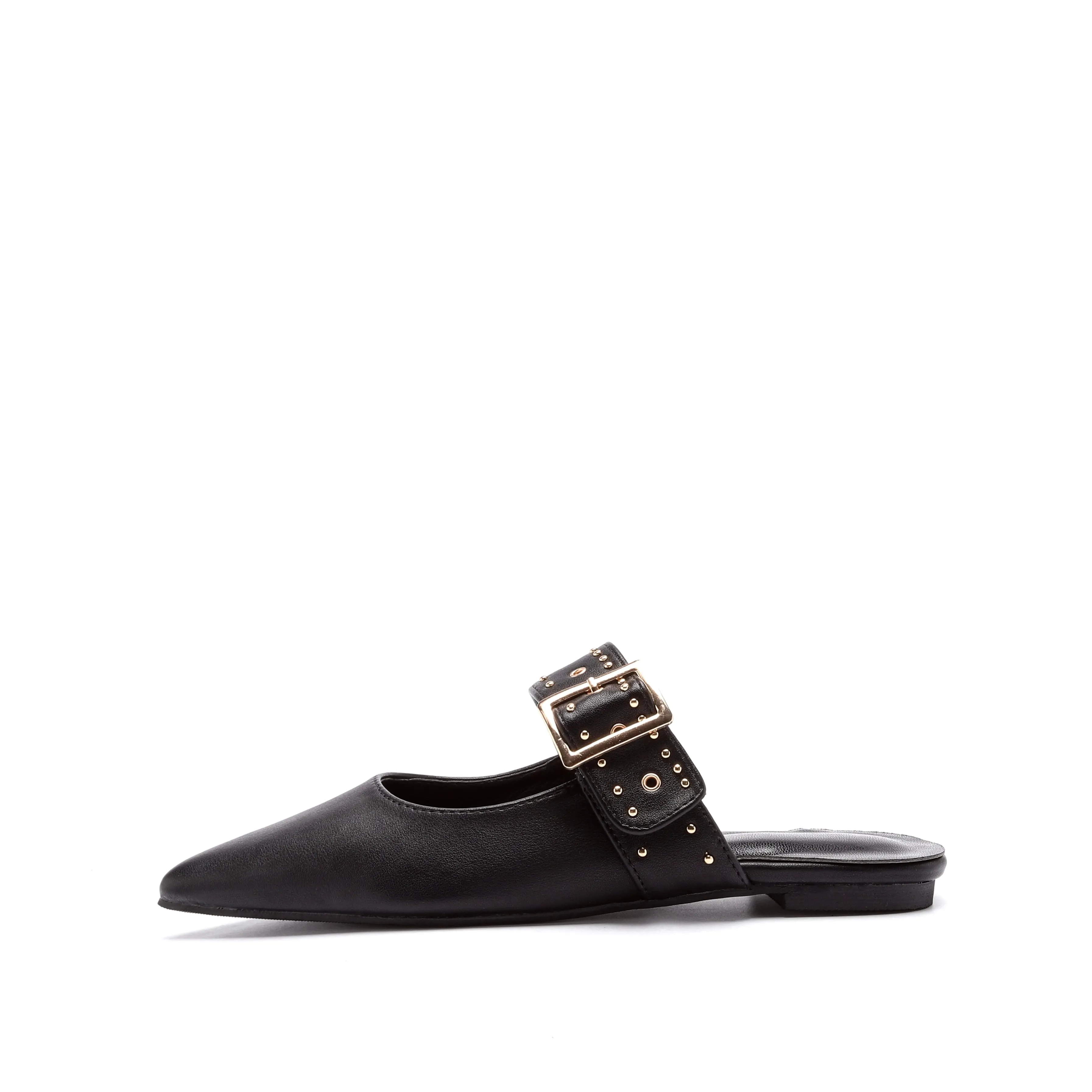 Meli Pointed Toe Metal Flat Slippers