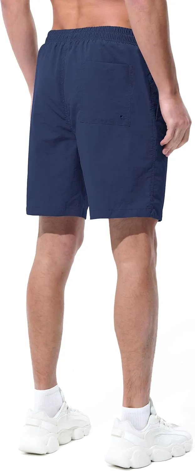 Men's Swim Trunks Beach Board Shorts Quick Dry Swimsuit Bathing Suits with Pockets 7 Inch Inseam Mesh Lining