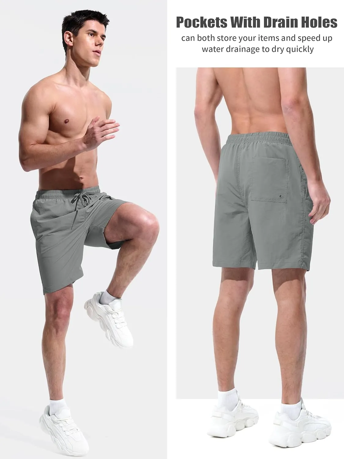 Men's Swim Trunks Beach Board Shorts Quick Dry Swimsuit Bathing Suits with Pockets 7 Inch Inseam Mesh Lining