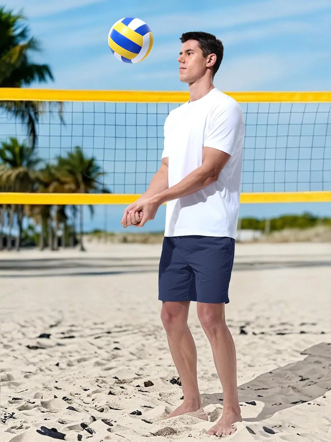 Men's Swim Trunks Beach Board Shorts Quick Dry Swimsuit Bathing Suits with Pockets 7 Inch Inseam Mesh Lining